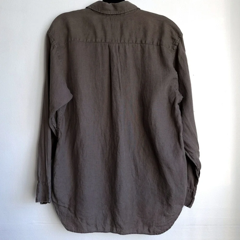 Banana Republic Shirt Irish Linen Brown Medium Mens Long Sleeve Coastal Safari M